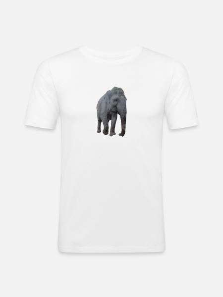 Elefant - Männer Slim Fit T-Shirt - Weiß