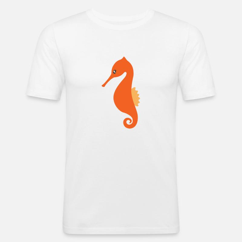 Seepferdchen - Männer Slim Fit T-Shirt - Weiß