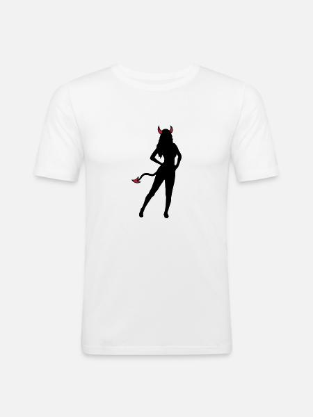 Devil Hot Girl - Men's Slim Fit T-Shirt - white