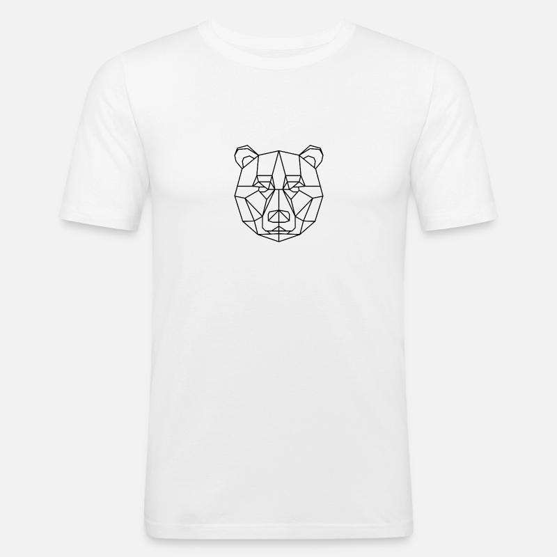 Bär Geometrisch schwarz - Männer Slim Fit T-Shirt - Weiß