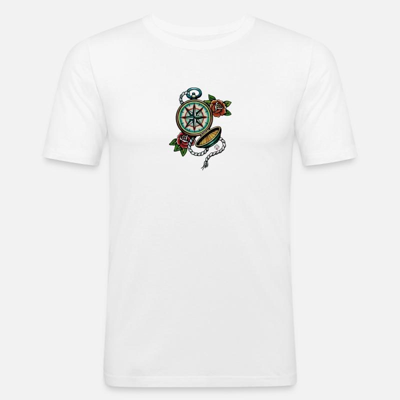 Kompass der alten Schule - Männer Slim Fit T-Shirt - Weiß