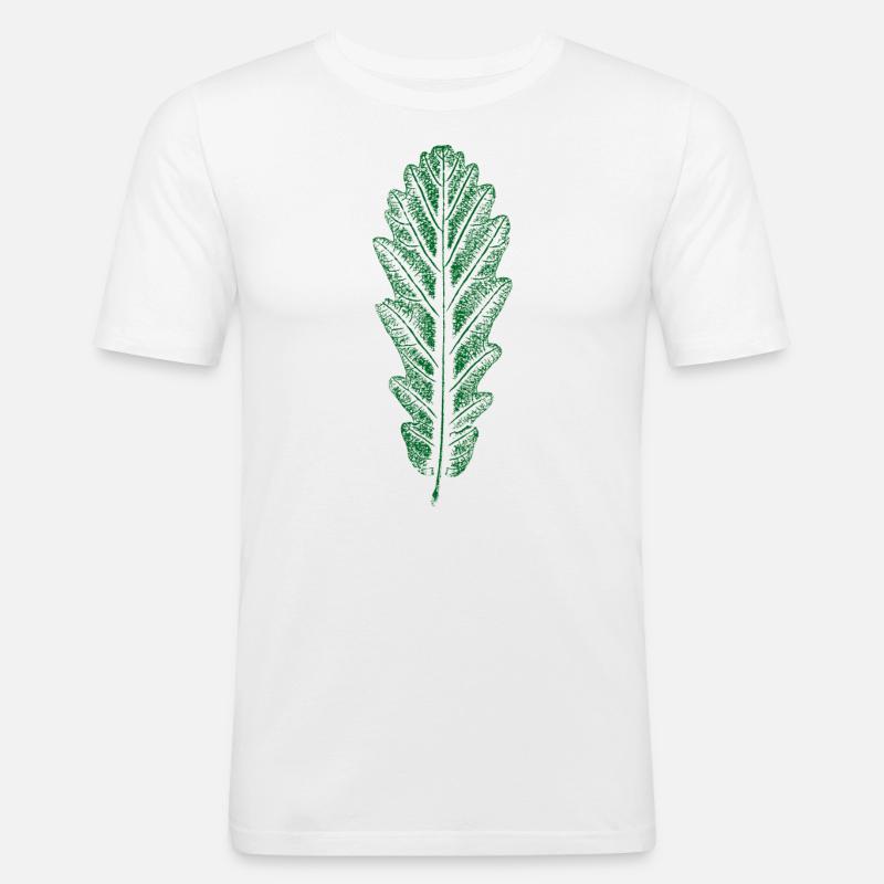 Eiche - Blatt / Eichenblatt - DRUCK - Männer Slim Fit T-Shirt - Weiß