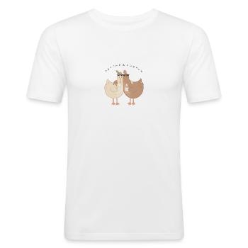 Agathe und Gudrun - Männer Slim Fit T-Shirt - Weiß - Vorne - Nik (191cm)