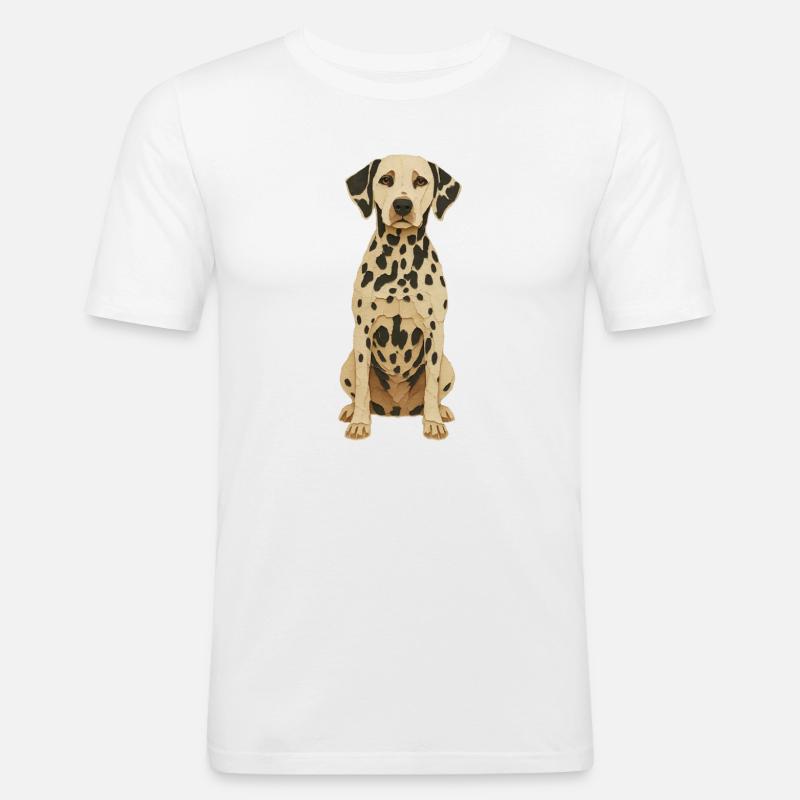Dalmatiner Patch Art Tee - Männer Slim Fit T-Shirt - Weiß