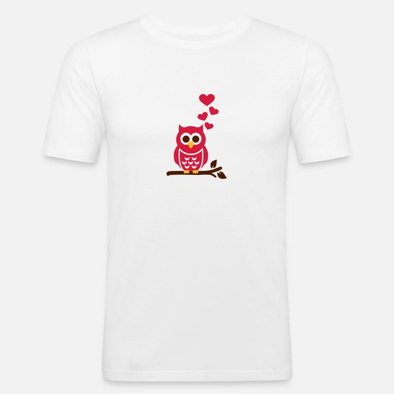 Eule - Männer Slim Fit T-Shirt - Weiß