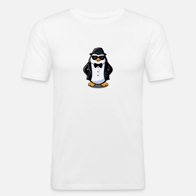 Der Pinguin - Männer Slim Fit T-Shirt - Weiß