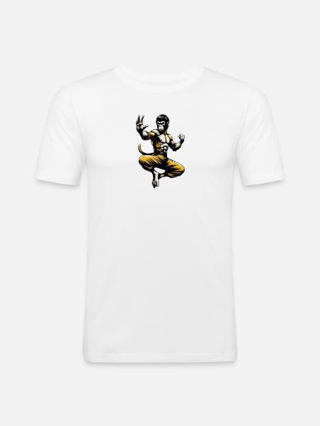 Kung Fu Affee - Männer Slim Fit T-Shirt - Weiß