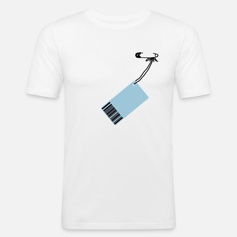 Preis-Schild - Männer Slim Fit T-Shirt - Weiß