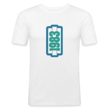 The year 1983 - Men's Slim Fit T-Shirt - white - Front - Nik (191cm)