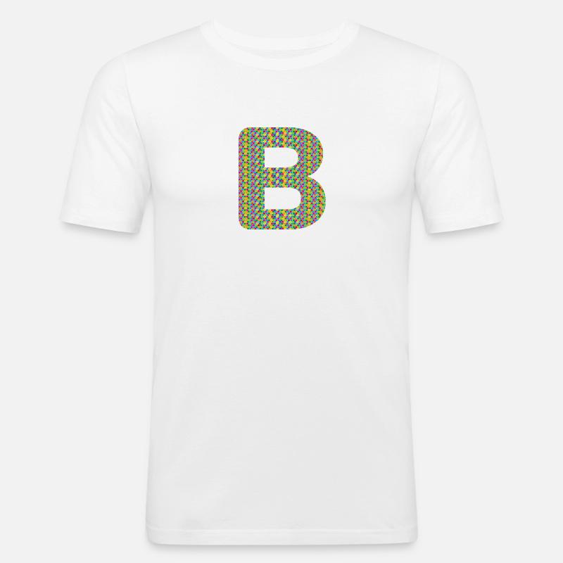 Buntes Herz-B Design – Einzigartig & Stylisch! - Männer Slim Fit T-Shirt - Weiß