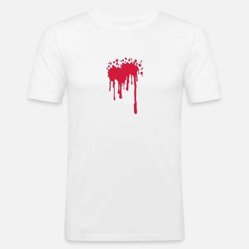 Blutfleck5 - Männer Slim Fit T-Shirt - Weiß