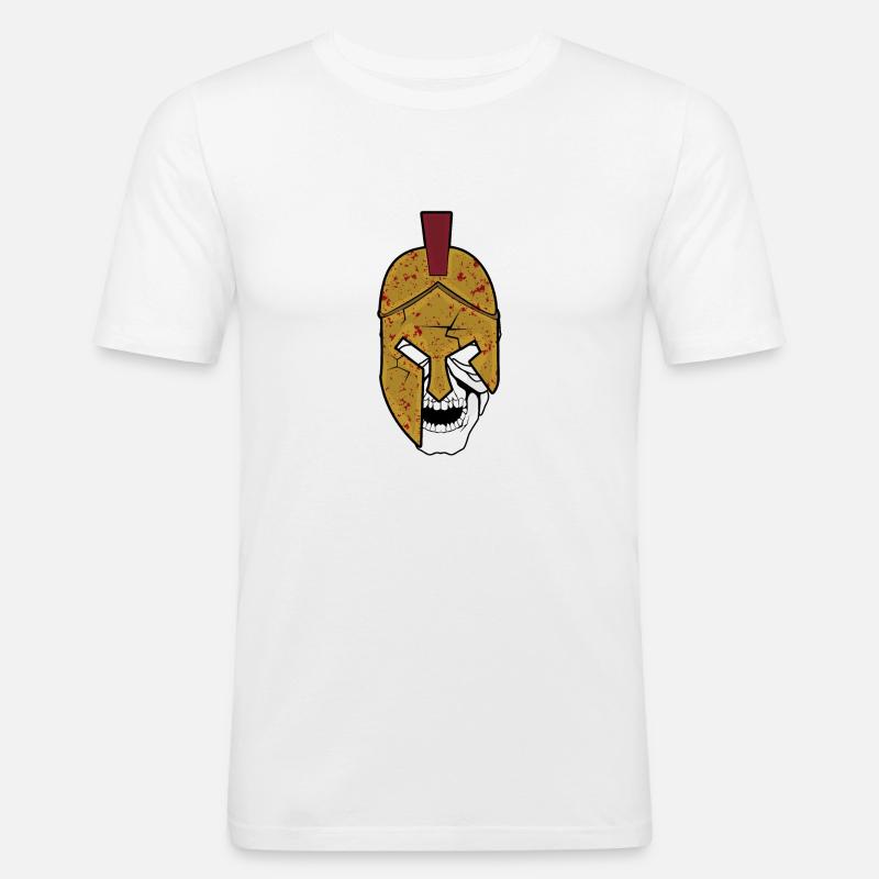 Gladiator mit Helm - Männer Slim Fit T-Shirt - Weiß