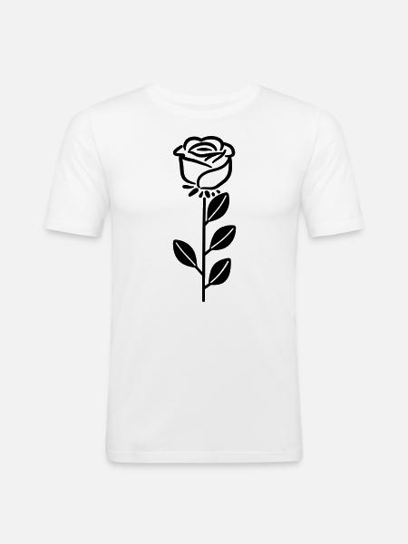 Rosa Blume - Männer Slim Fit T-Shirt - Weiß