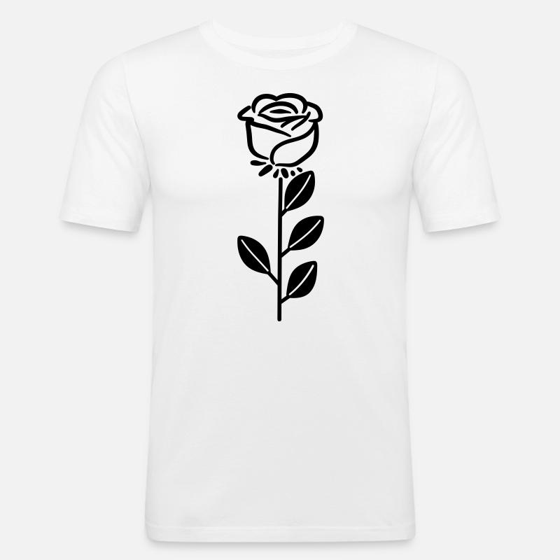 Rosa Blume - Männer Slim Fit T-Shirt - Weiß