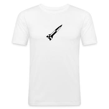 A4 Rakete einfarbig schwarz - Männer Slim Fit T-Shirt - Weiß - Vorne - Nik (191cm)