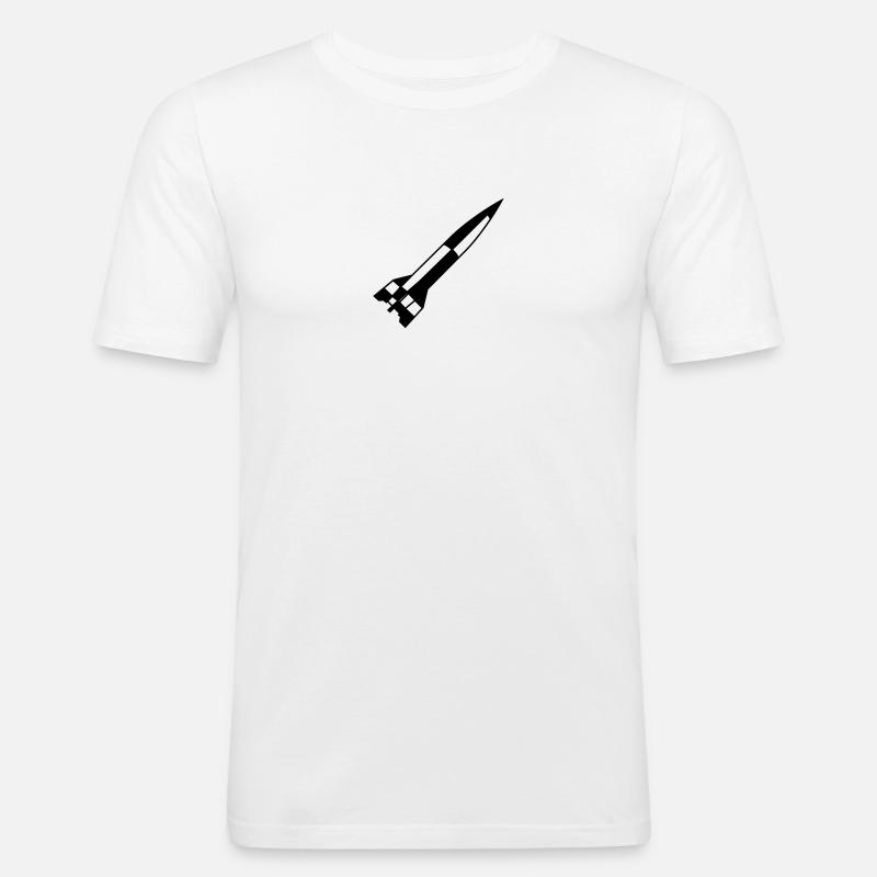 A4 Rakete einfarbig schwarz - Männer Slim Fit T-Shirt - Weiß
