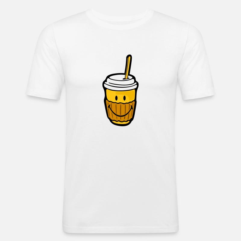 Caffè sorridente da a take away - Maglietta aderente da uomo - bianco