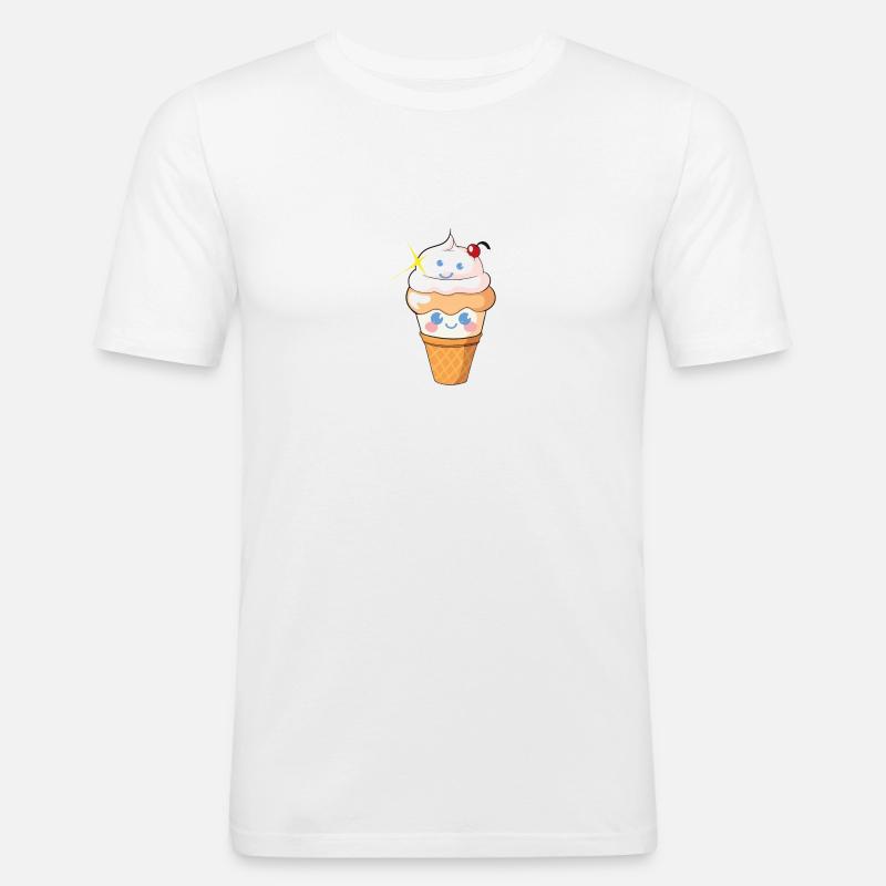 Süßes Happy-Eis - Männer Slim Fit T-Shirt - Weiß
