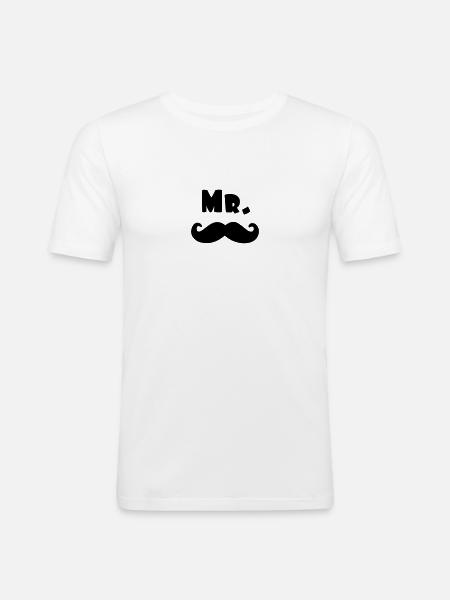mr moustache - T-shirt près du corps Homme - blanc