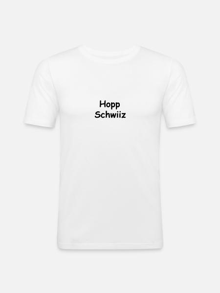 Hopp Schwiiz I - Männer Slim Fit T-Shirt - Weiß