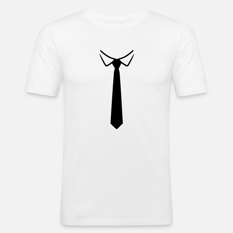 Cravatta - Maglietta aderente da uomo - bianco