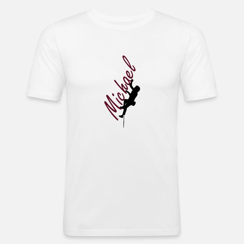 Klettern - Michael - Männer Slim Fit T-Shirt - Weiß