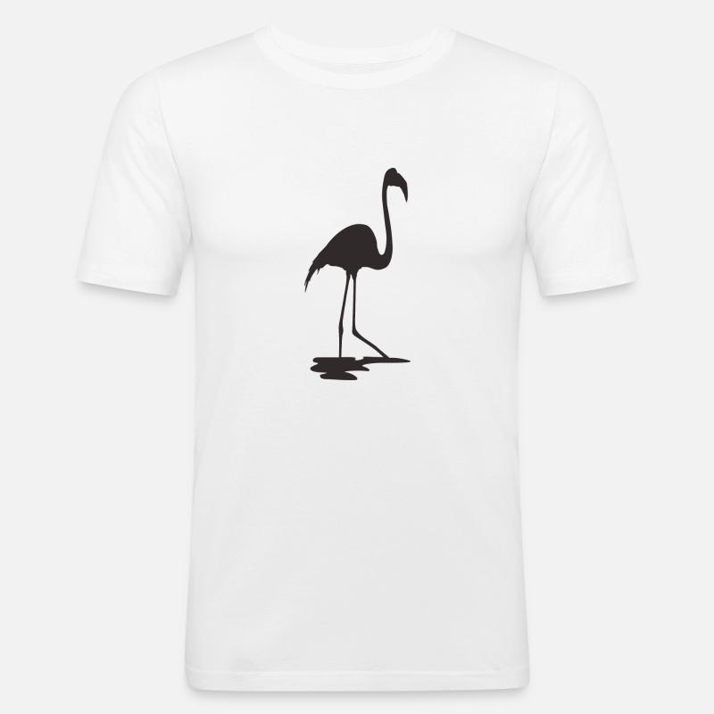 Flamingo Schwarz - Männer Slim Fit T-Shirt - Weiß