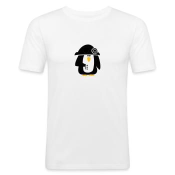 Pinguin Bonaparte / Napoleon Penguin (2c) - Männer Slim Fit T-Shirt - Weiß - Vorne - Nik (191cm)