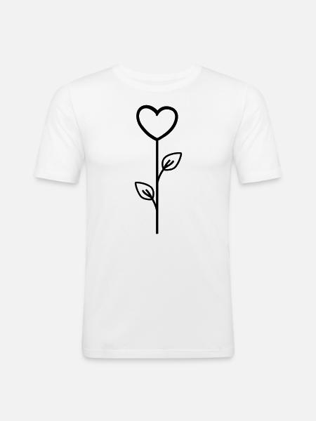 Rosa Blume - Männer Slim Fit T-Shirt - Weiß