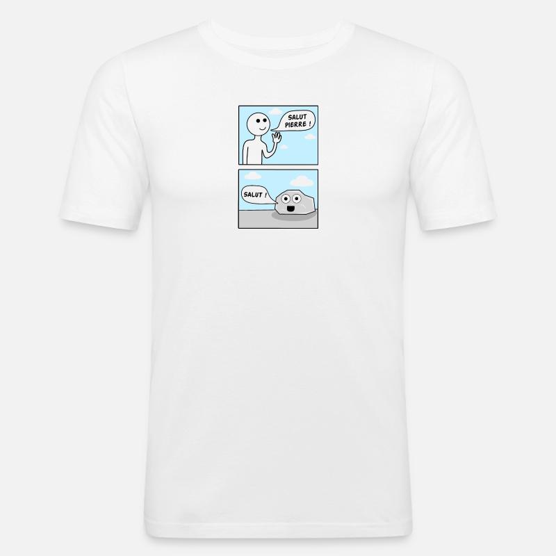 Hi Peter! Stone pun - Men's Slim Fit T-Shirt - white