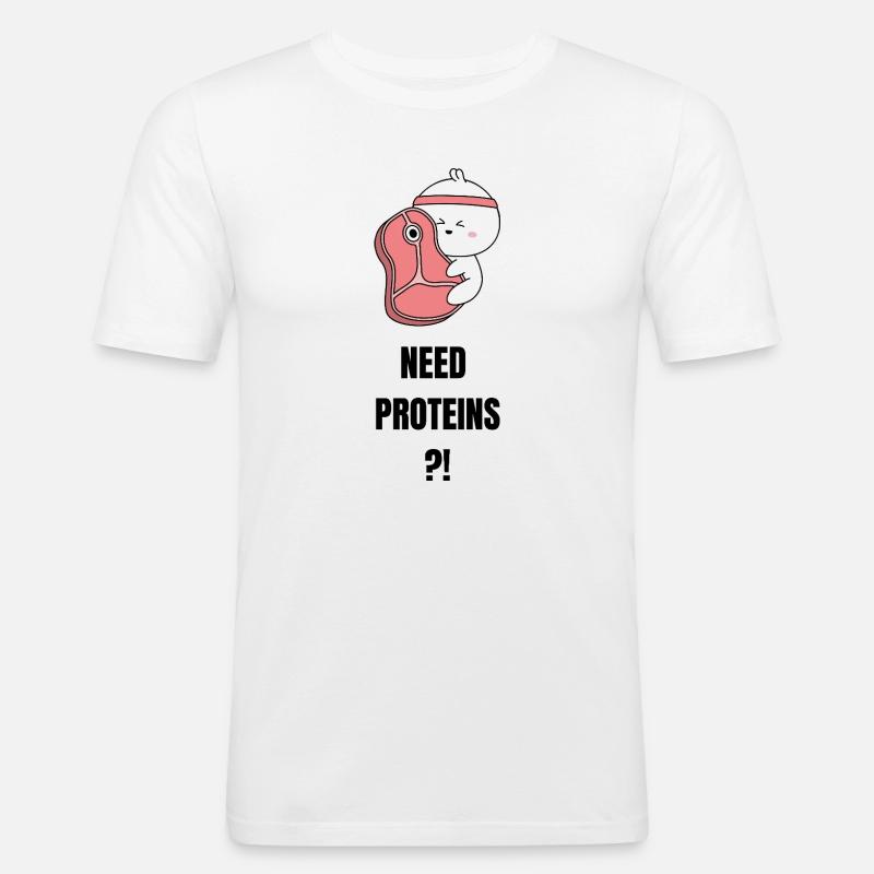 Need Proteins - Männer Slim Fit T-Shirt - Weiß