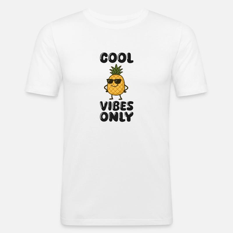 Bande dessinée ananas - T-shirt près du corps Homme - blanc