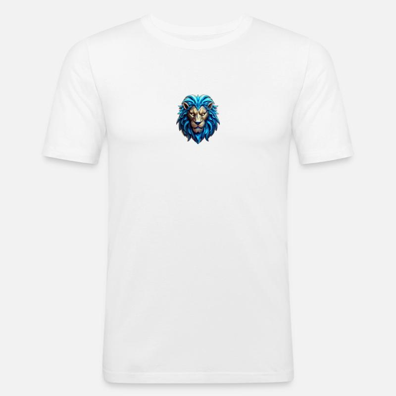 AbiosMios Blauer Löwe - Männer Slim Fit T-Shirt - Weiß