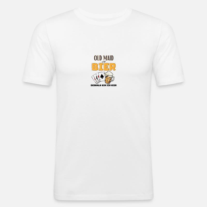Old Maid und Bier - Männer Slim Fit T-Shirt - Weiß