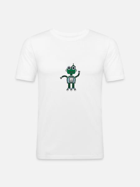Cartoon cute robot - Men's Slim Fit T-Shirt - white