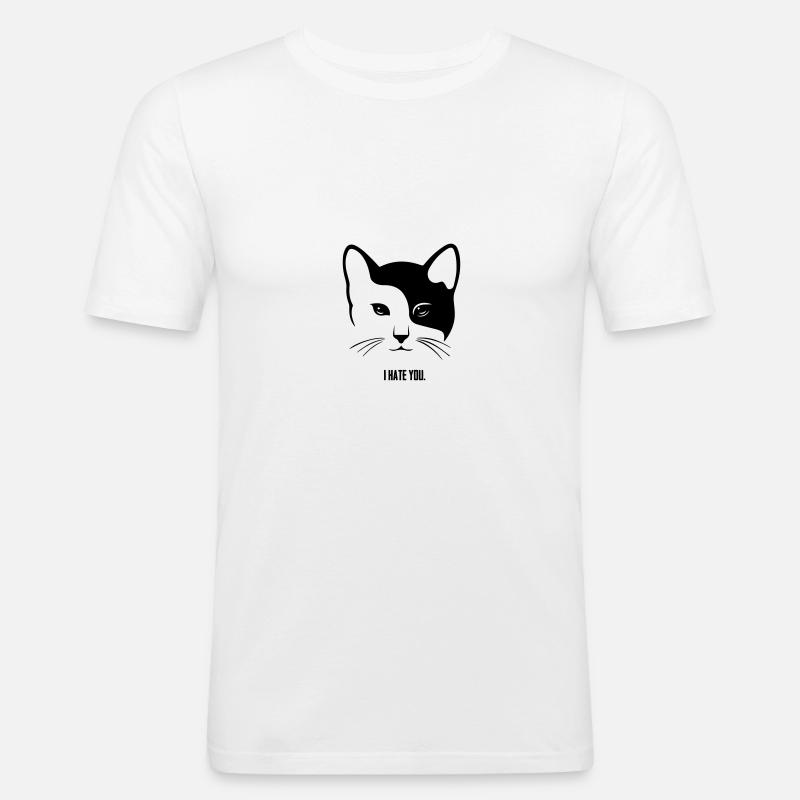 Chat: Je te déteste. - T-shirt près du corps Homme - blanc