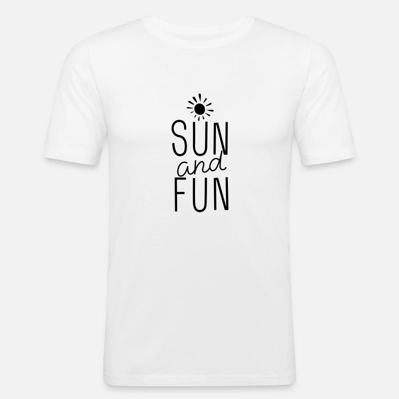 SONNE und SPASS - Männer Slim Fit T-Shirt - Weiß