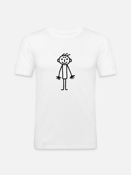 Strichmännchen Kinderbild - Männer Slim Fit T-Shirt - Weiß