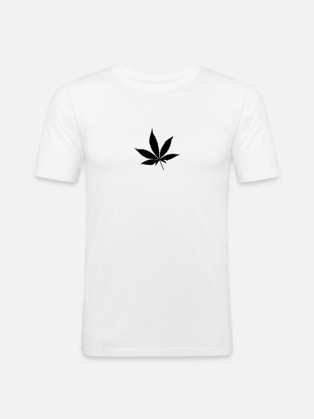 Hanfblatt 2 - Männer Slim Fit T-Shirt - Weiß