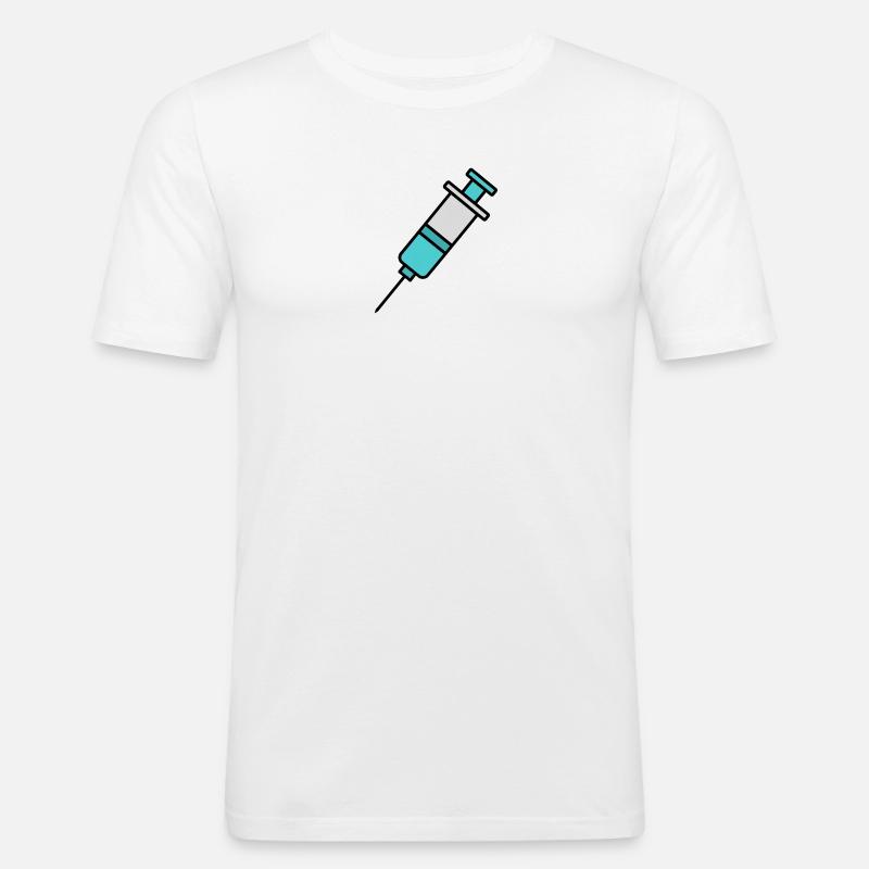 Spritze | Pro Impfung & Wissenschaft Statement - Männer Slim Fit T-Shirt - Weiß