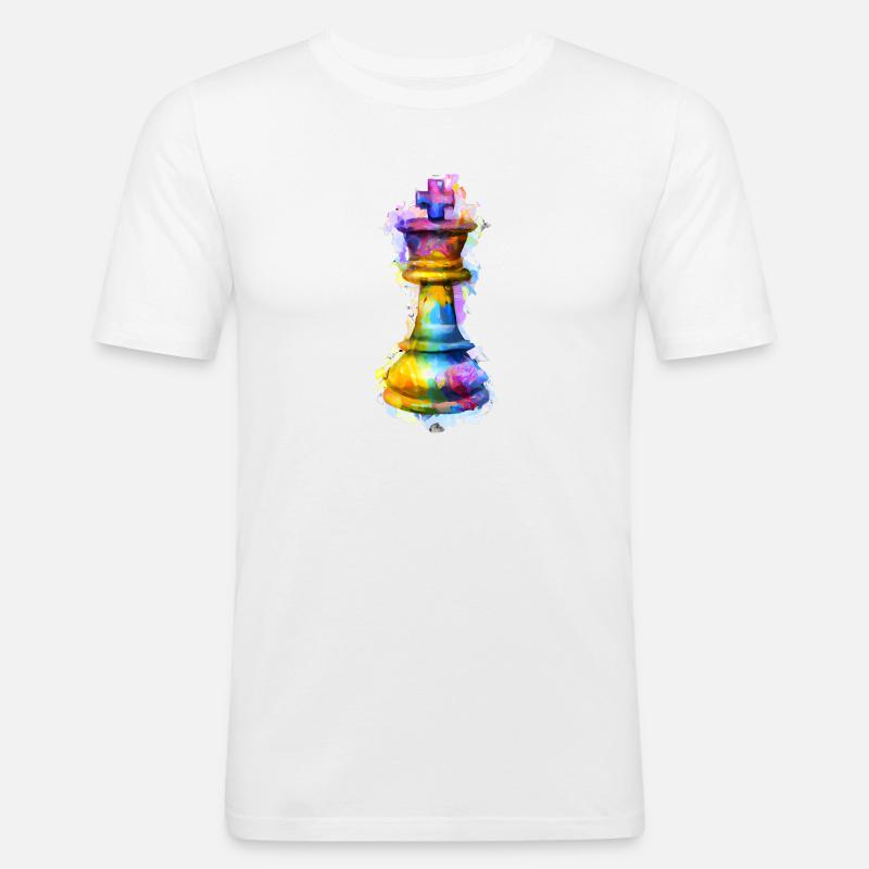 Kunst Schachfigur König - Männer Slim Fit T-Shirt - Weiß
