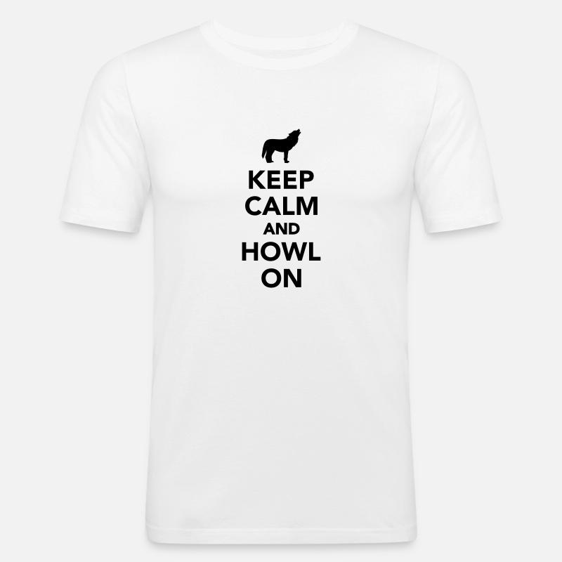 Wolf - Männer Slim Fit T-Shirt - Weiß