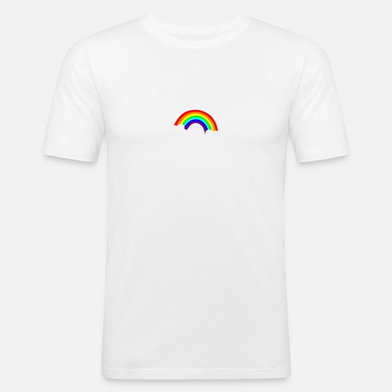 Regenbogen - Männer Slim Fit T-Shirt - Weiß