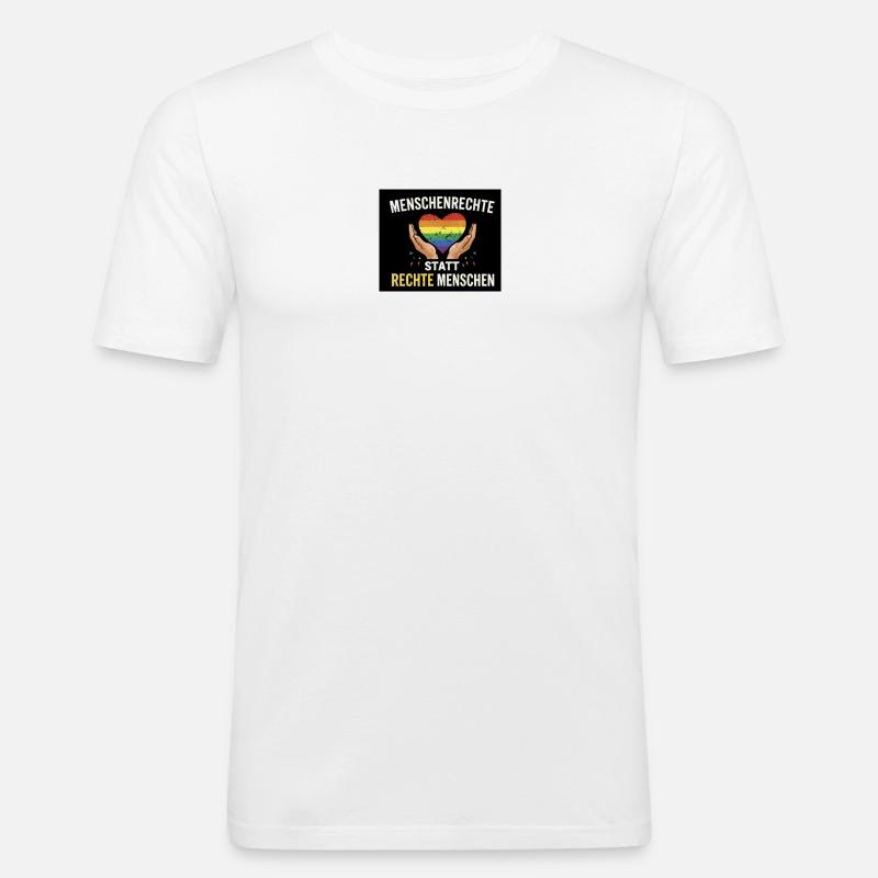 Menschenrechte statt rechte Menschen - Männer Slim Fit T-Shirt - Weiß