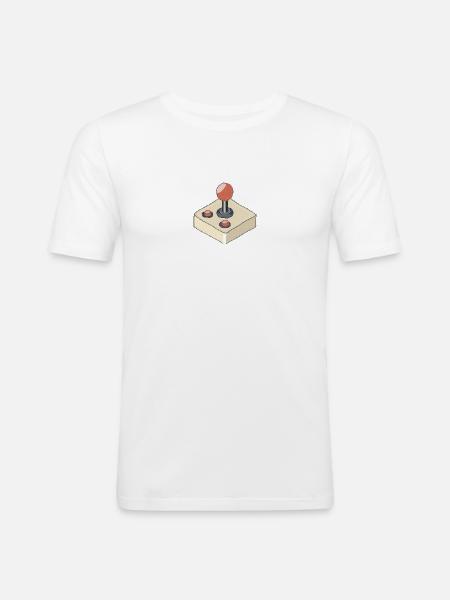 Retro Joystick oldschool - Männer Slim Fit T-Shirt - Weiß