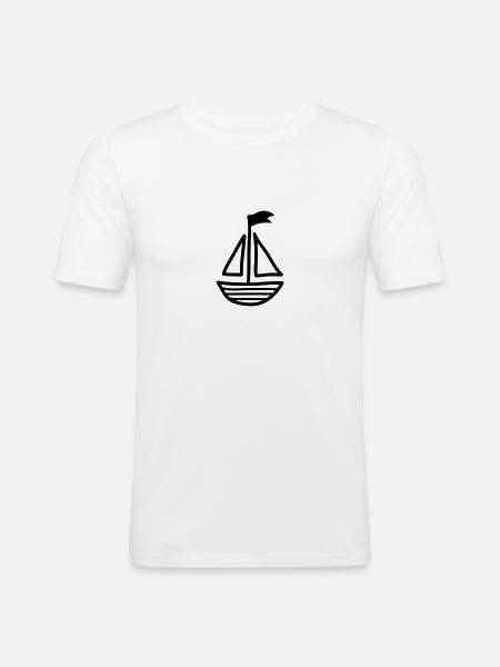 Segelboot - Line - Männer Slim Fit T-Shirt - Weiß