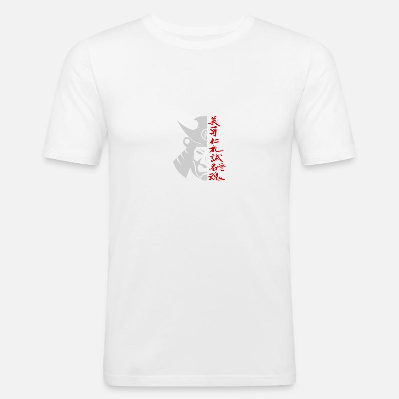 Samurai - Männer Slim Fit T-Shirt - Weiß