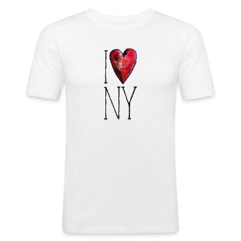 I heart New York - Männer Slim Fit T-Shirt - Weiß - Vorne - Nik (191cm)