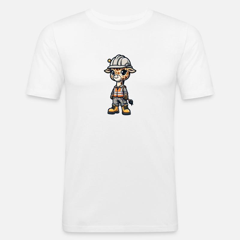 Cute Giraffe Construction Worker - Männer Slim Fit T-Shirt - Weiß