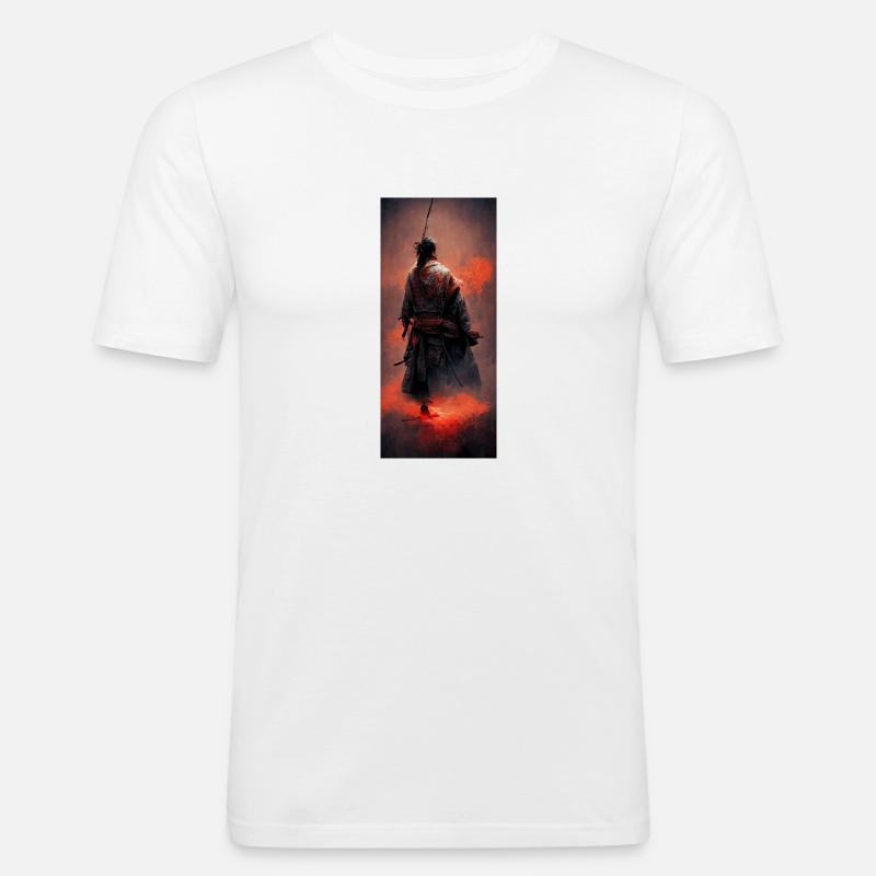 Ayleed Samurai - Männer Slim Fit T-Shirt - Weiß